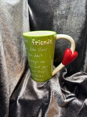 Good Friends Coffee Team Cup Mug Green 5.5" Sandra Magsamen Studio, Large 18 oz